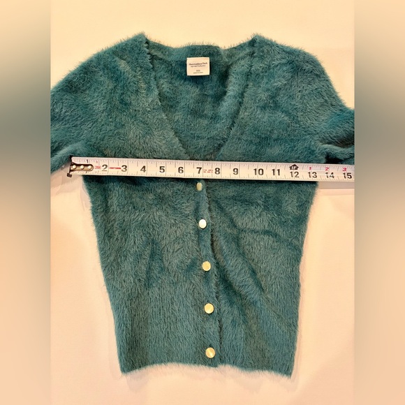 Abercrombie & Fitch Emerald Teal Fuzzy Cardigan XXS Soft A & F Collection - Picture 5 of 10